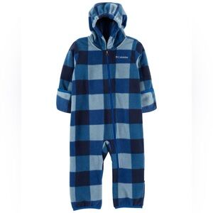 Columbia Navy and Light Blue Checkered Bunting Fleece Snowsuit, size 6-12M